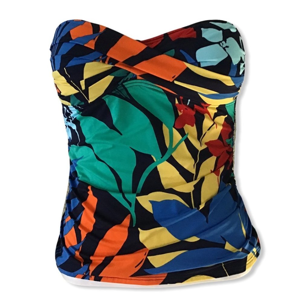 Tommy Bahama Bandeau Twist Shirred Bandini Blue S